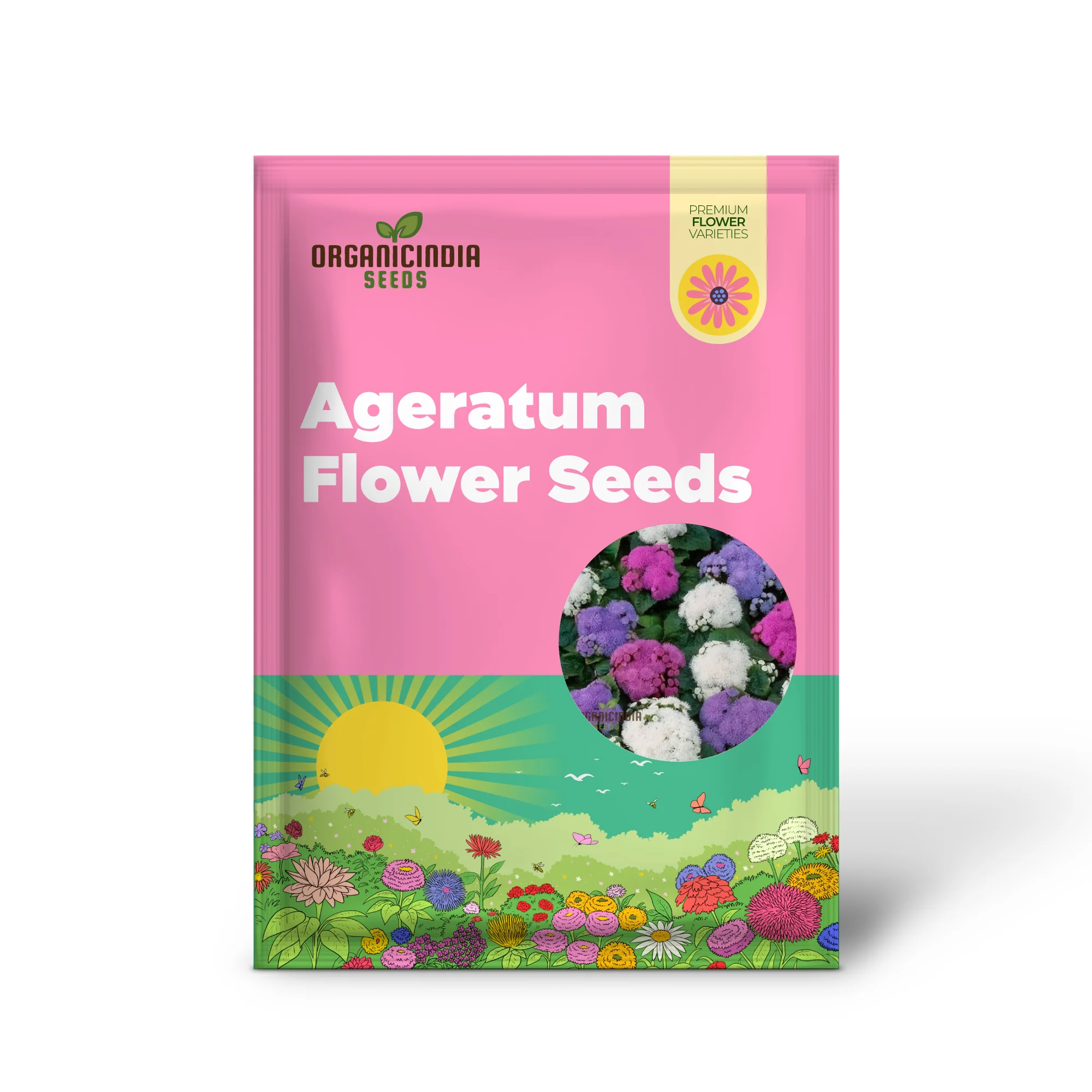 Ageratum F1 Hawaii Mixed Color Flower Seeds - Vibrant and Compact Blooms for Stunning Garden Borders - Image 2