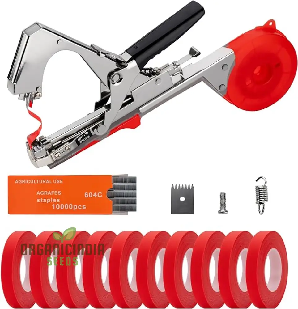 "Garden Tapetool Tapener: Plant Tying Machine for Vines, Grapes, Tomatoes, Peppers, and Indoor Plants - Includes 10 Rolls of Tape, 10000 Staples, and 1 Replacement Part"