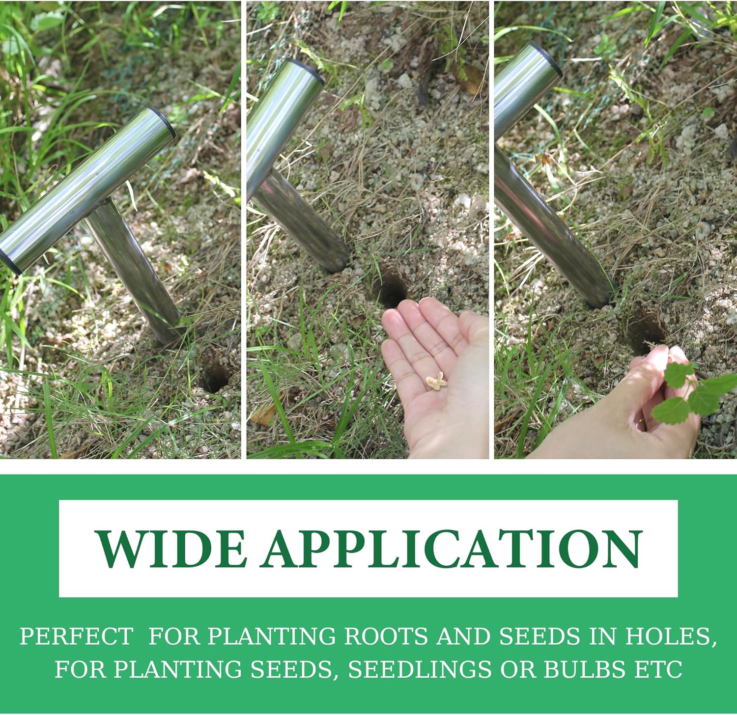 Hand Dibber with Stainless Steel Handle - 10.23 Inch Garden Tool for Sowing Seeds, Transplanting, and Planting Bulbs - Image 4