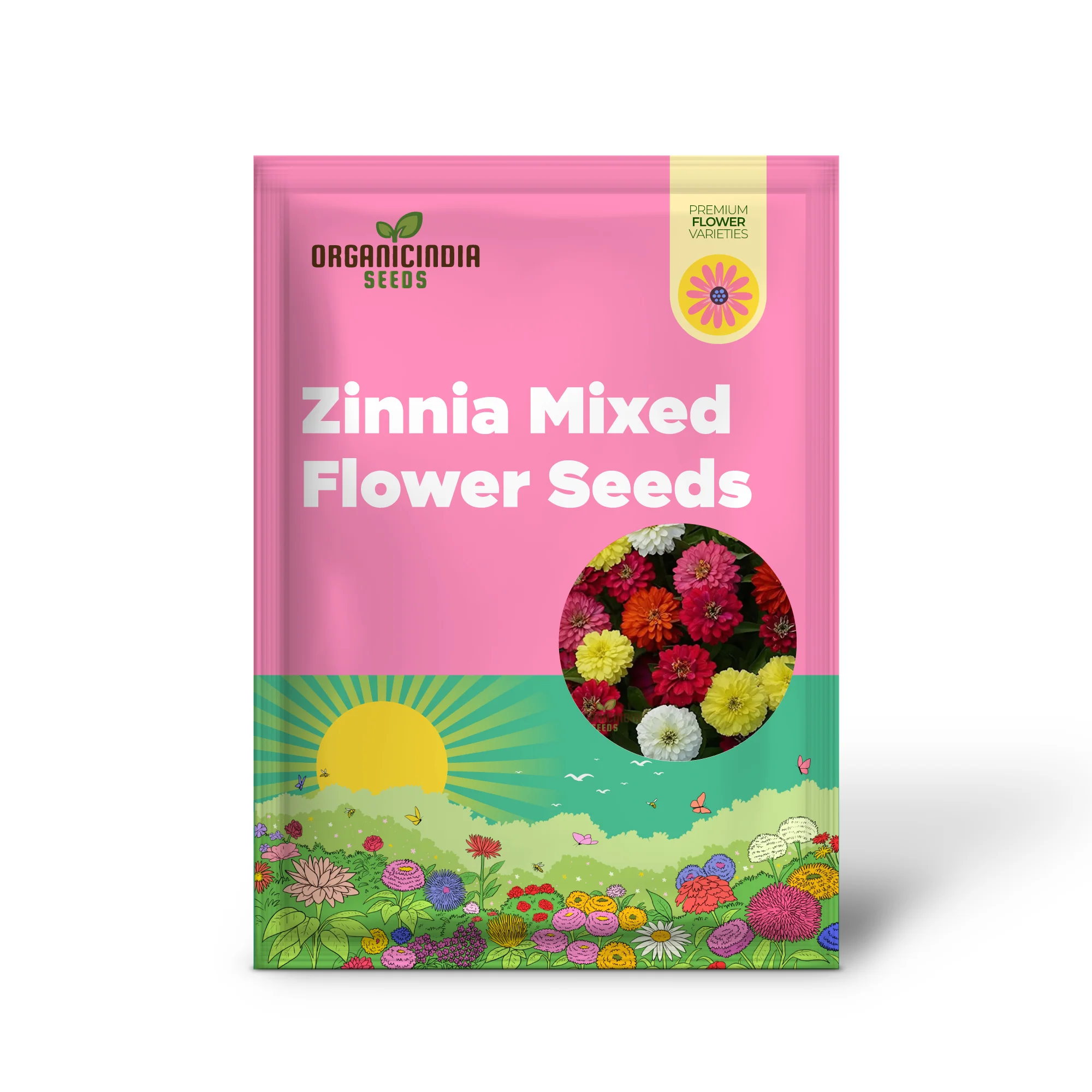 Zinnia Imported Mixed Flower Seeds, Vibrant Colors Long Blooming Season Ideal for Garden - Image 2