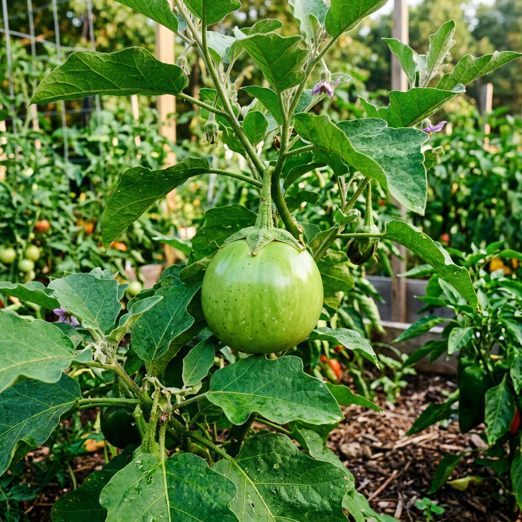 Large Round Eggplant Seeds (Cà Đĩa / Cà Bát) – Green Giant Heirloom Brinjal Variety for Home Gardening - Image 3
