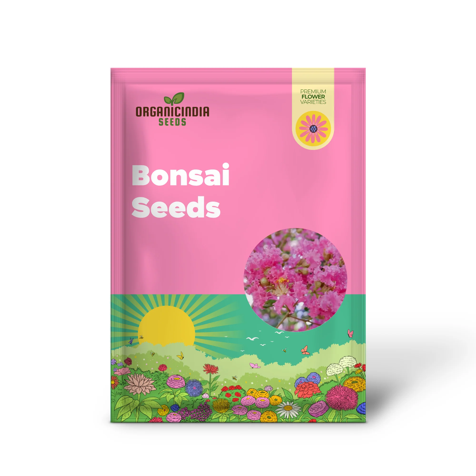 Red Flowering Bonsai Seeds in Crack Vase (100 pcs) - Image 2