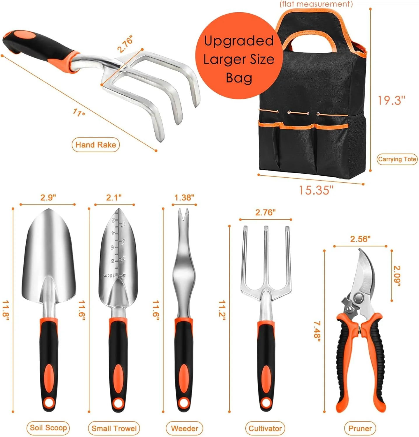 Red Garden Tool Set with Non-Slip Rubber Grip - 8 Piece Stainless Steel Gardening Tool Set, Includes Heavy-Duty Outdoor Hand Tools and Durable Storage Tote Bag - Uprooting Weeding Tool, Ideal Gifts for Women and Men - Image 2