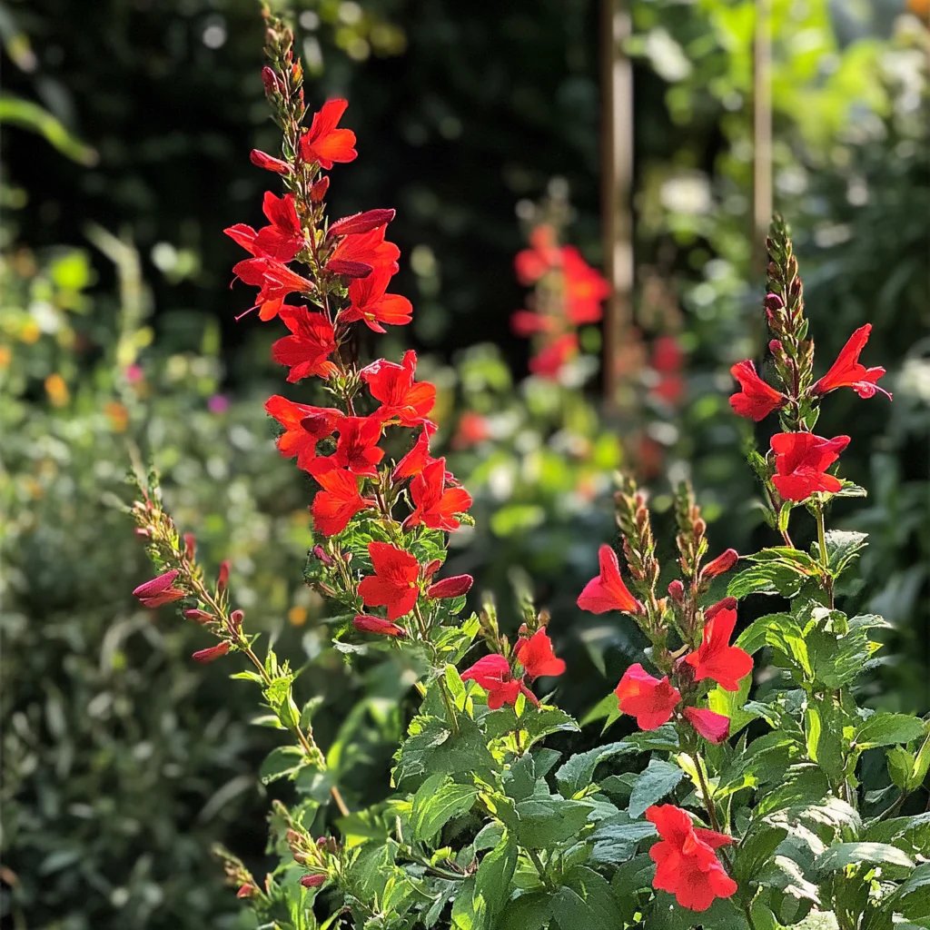 Striking Red Flowers with Deep Green Foliage