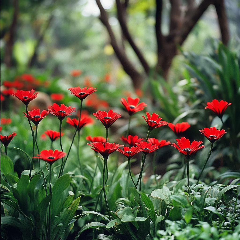Striking Red Flowers with Deep Green Foliage - Image 2