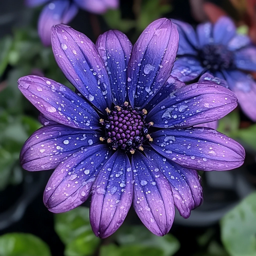 Unique Lavender-Blue Blooms with a Dark Purple Center