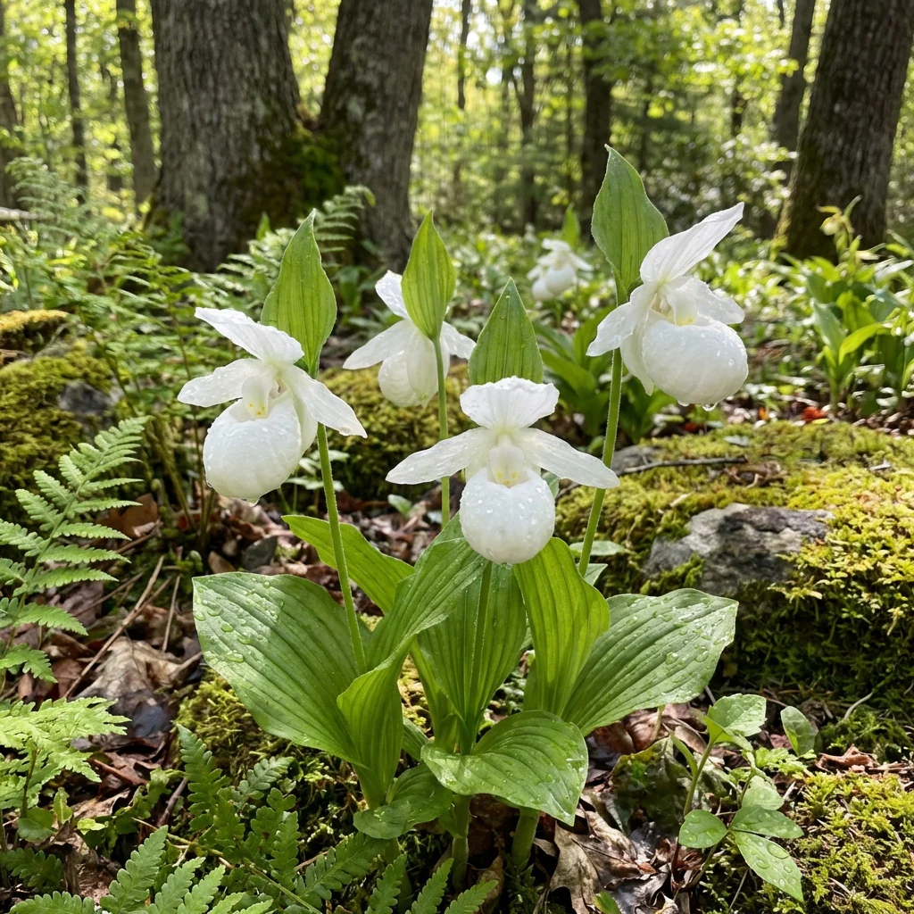 White Lady’s Slipper Flower Seeds (Cypripedium acaule) – Woodland Orchid Variety