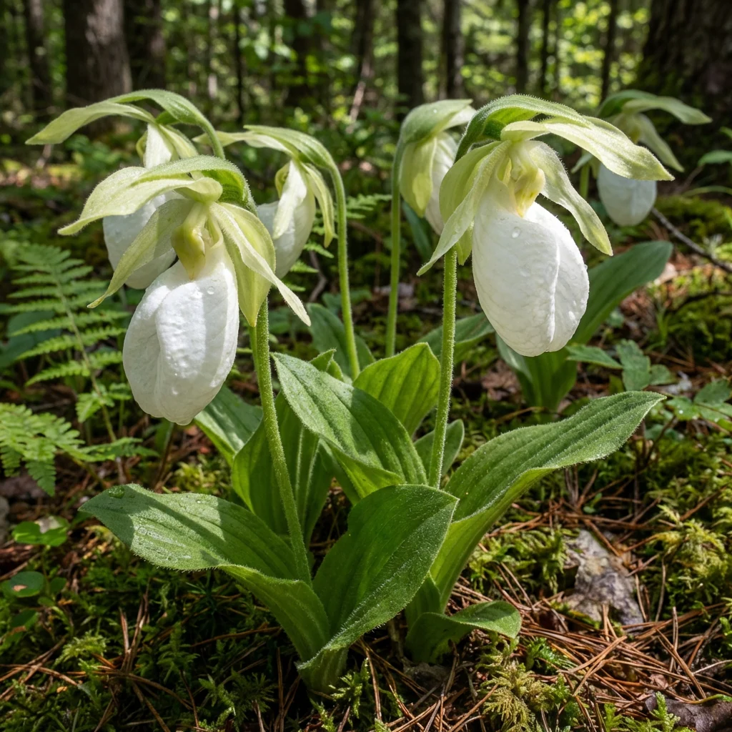 White Lady’s Slipper Flower Seeds – Rare Woodland Orchid with Elegant Spring Blooms - Image 2