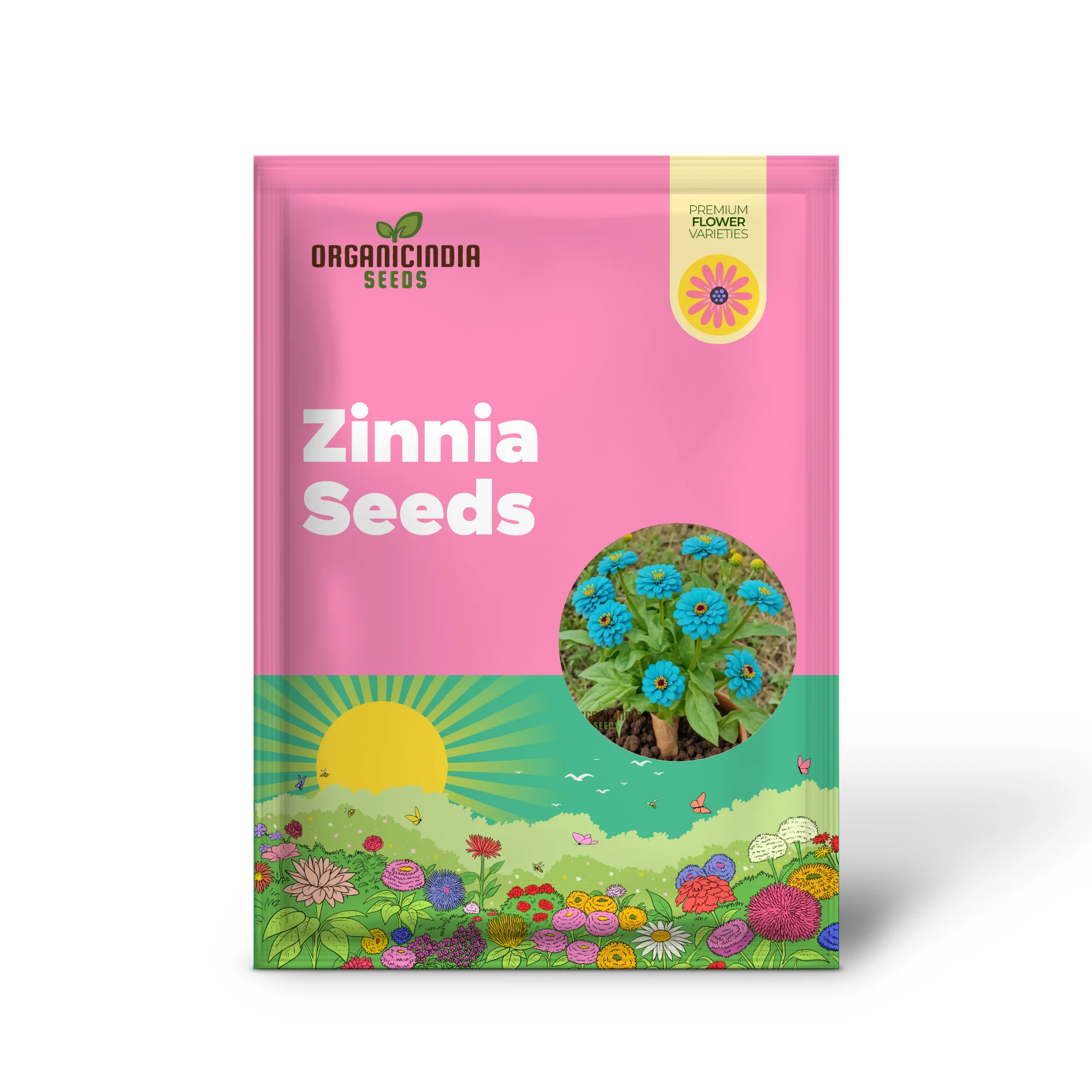 Sky Blue Yellow Zinnia Seeds Colorful Blooms Galore: Assortment for Your Garden Delight - Image 2